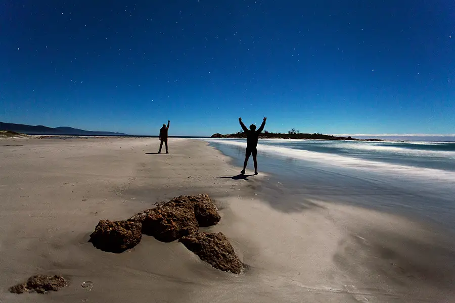 The cloud quickly dispersed so we couldn't resist a team moon lit photo