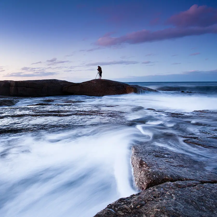 Jon taking a photo as the light quickly disappeared. May have resulted in very wet feet after this photo...