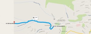 Google Maps screenshot of the route to Secret Falls