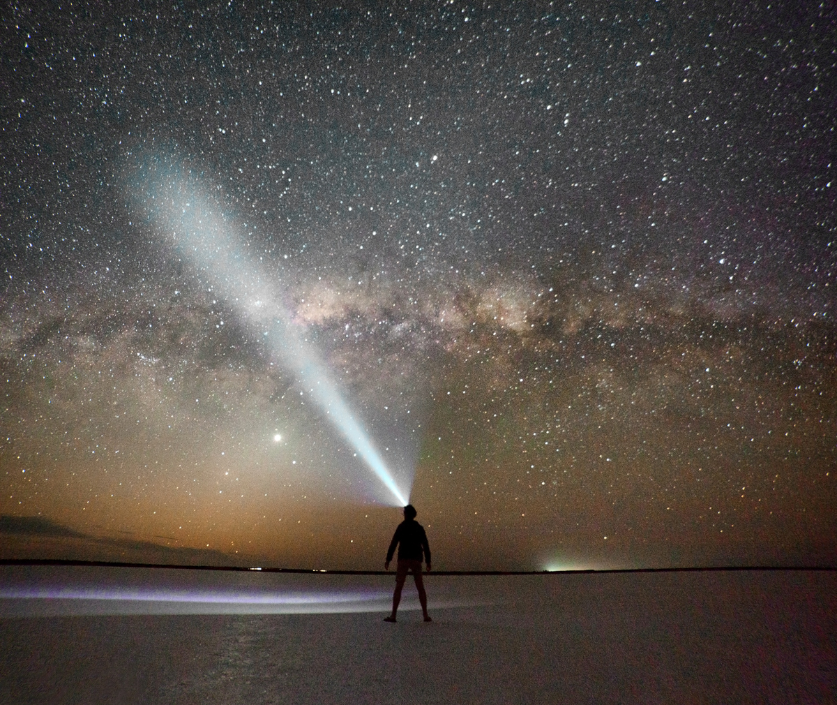 Standing under the milkyway at Lake Hart, SA