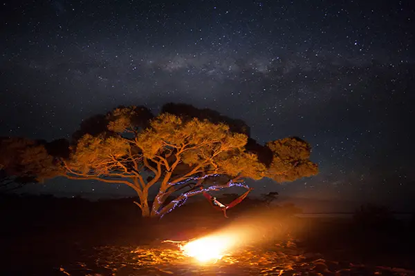 Sitting under the stars in Pimba, South Australia