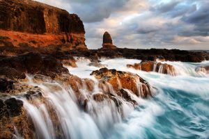 Golden hour light hitting Cape Schanck