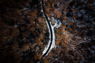 Snowy Road Aerial